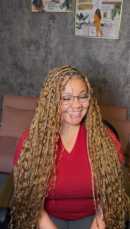 Boho Knotless Braids (Mastermix Curls)