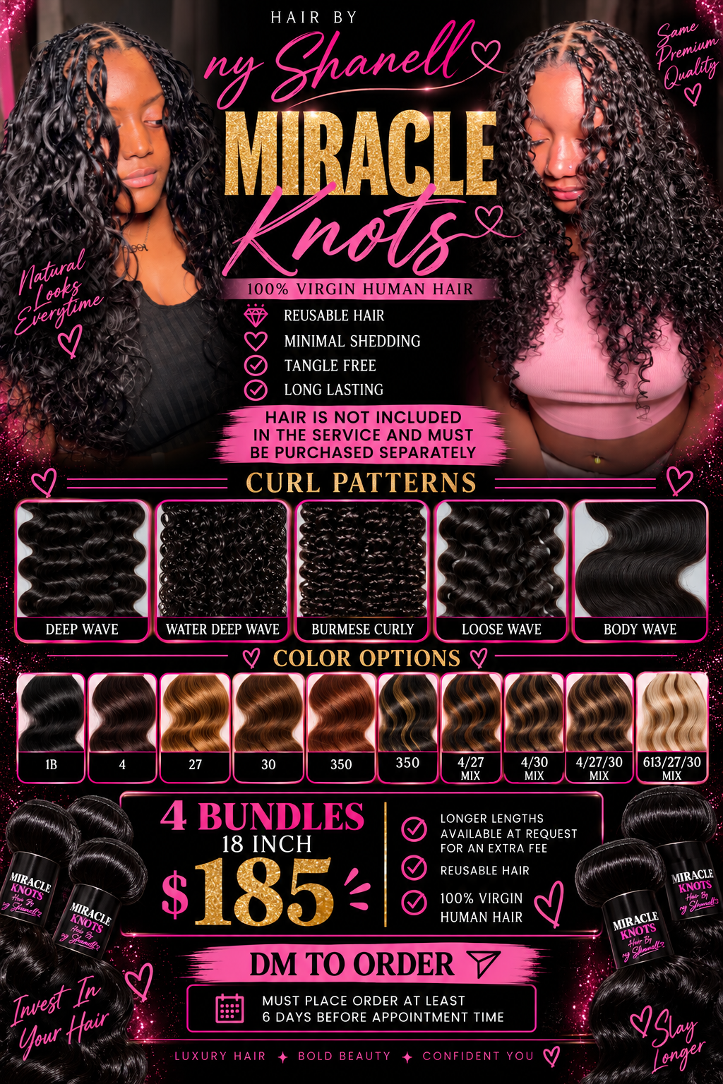 Miracle Knots (no braiding hair, 100% human hair)